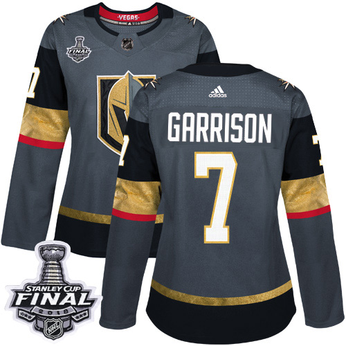 Adidas Golden Knights #7 Jason Garrison Grey Home Authentic 2018 Stanley Cup Final Women's Stitched NHL Jersey